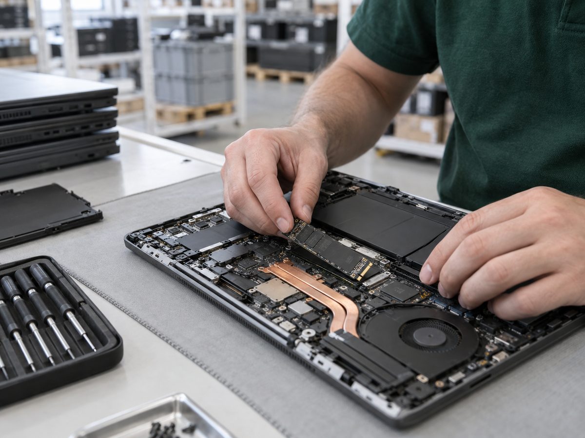 Technicus repareert een laptop