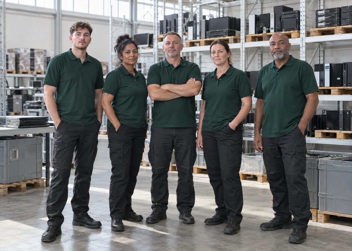 Het team van RQNX IT in de loods